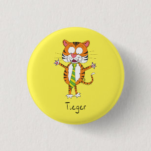Macaron Rond 2,50 Cm Tigre Drôle en cravate Dessin animé Enfants