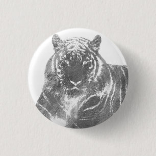 Macaron Rond 2,50 Cm Tigre noir et blanc