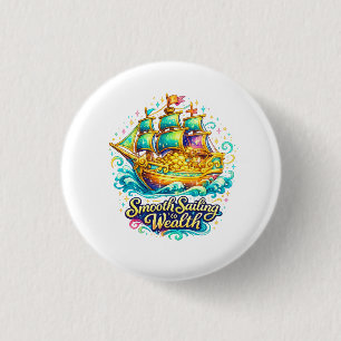 Macaron Rond 2,50 Cm Titre Navigation Fluide Navire de Richesse Bouton