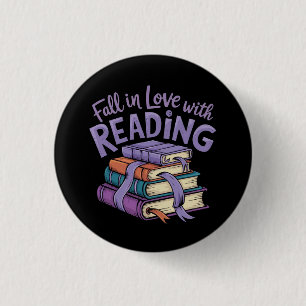 Macaron Rond 2,50 Cm Tomber dans l'amour avec la lecture Livres cosy Vi