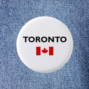Macaron Rond 2,50 Cm Toronto Canada Drapeau canadien Couleur claire