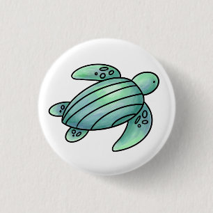 Macaron Rond 2,50 Cm tortue de mer peinte à l'aquarelle dessin animé bl