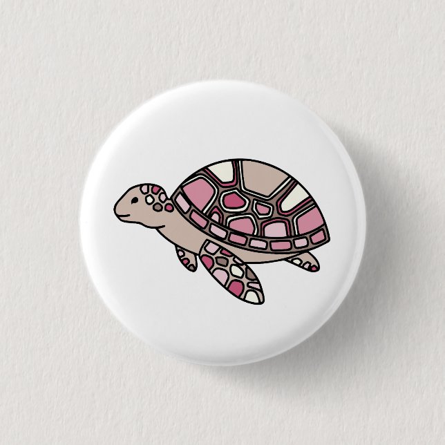 Macaron Rond 2,50 Cm Tortue de mer rose (Devant)