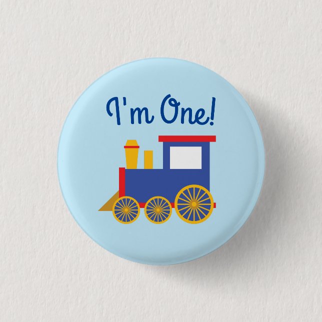 Macaron Rond 2,50 Cm Train Cute Choo-Choo 1er Anniversaire Thème (Devant)