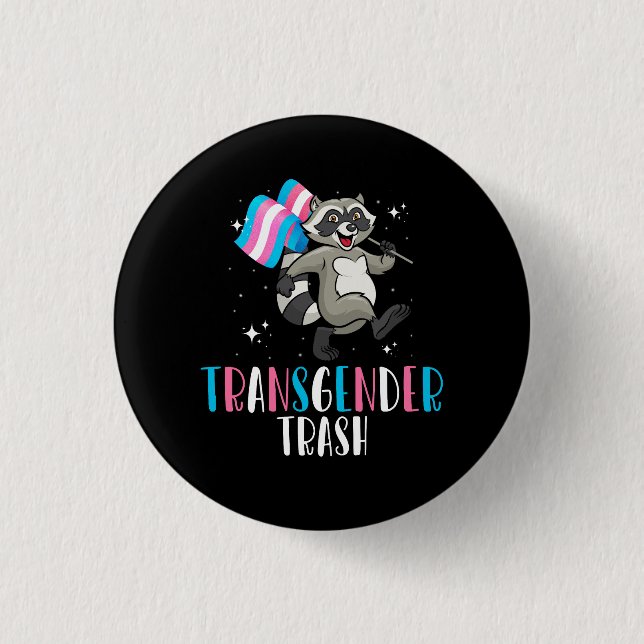 Macaron Rond 2,50 Cm Transgenre Trash Raccoon Opossum Drôle LGBTQ Tri (Devant)