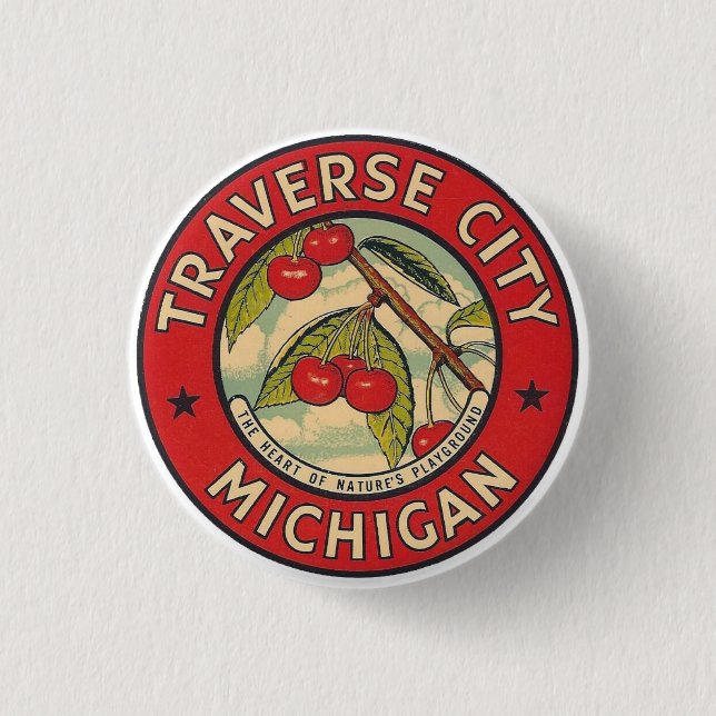 Macaron Rond 2,50 Cm Traverse City, Michigan (Devant)