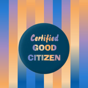 Macaron Rond 2,50 Cm Trend Color Blue Certified Good Citizen Text Round