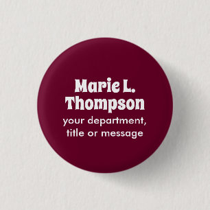 Macaron Rond 2,50 Cm Trend Color Dark Burgundy Nom et bouton de texte