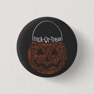 Macaron Rond 2,50 Cm Tri Ou Traiter Jack-o'-lantern Typographie Orange