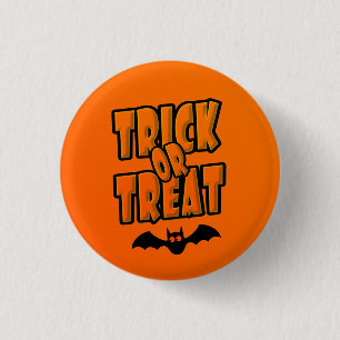 Macaron Rond 2,50 Cm Trick or Treat Black & Orange Cute Flying Bat -
