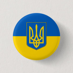 Macaron Rond 2,50 Cm Trident Drapeau de l'Ukraine