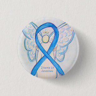 Macaron Rond 2,50 Cm Trisomy 18 Sensibilisation Angel Ribbon Art Pin