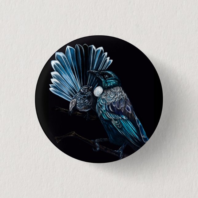 Macaron Rond 2,50 Cm Tui Et Piwakawaka (Devant)