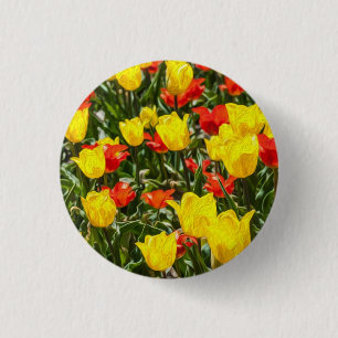 Macaron Rond 2,50 Cm Tulipes rouges et jaunes
