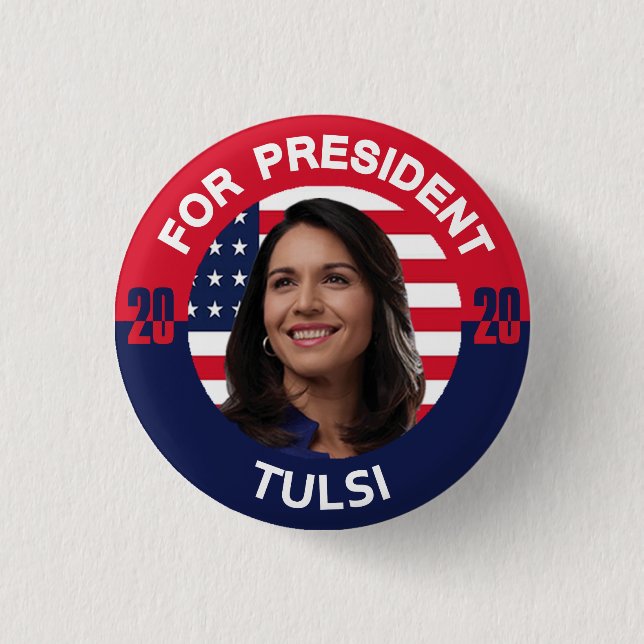 Macaron Rond 2,50 Cm Tulsi Gabbard pour le président (Devant)