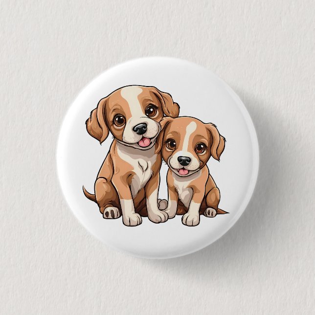 Macaron Rond 2,50 Cm TWO PUPPIES button (Devant)