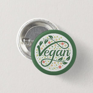 Macaron Rond 2,50 Cm Typographie créative végétale avec Feuilles verts