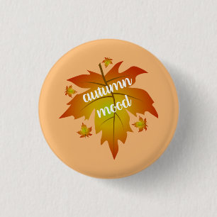 Macaron Rond 2,50 Cm Typographie de l'humeur d'automne feuille d'érable