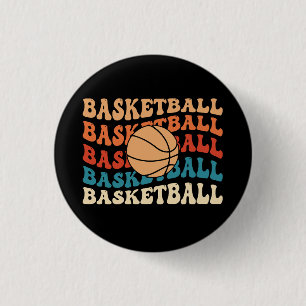 Macaron Rond 2,50 Cm Typographie sportive vintage Basketball Retro Desi