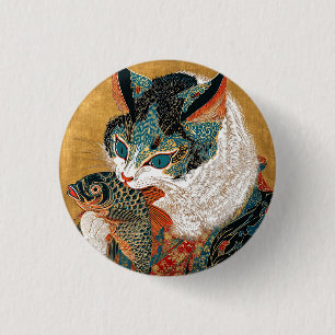 Macaron Rond 2,50 Cm Ukiyo-e Cat Art japonais