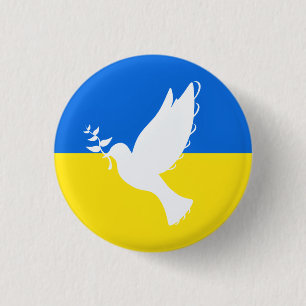 Macaron Rond 2,50 Cm Ukraine Bouton drapeau Peace Dove Freedom Support