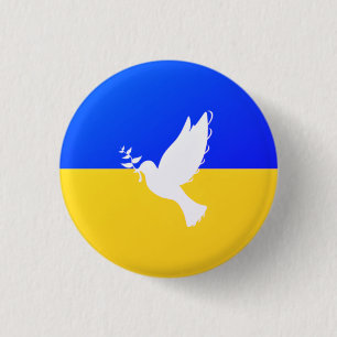 Macaron Rond 2,50 Cm Ukraine Flag Peace Dove Button Freedom - Peace