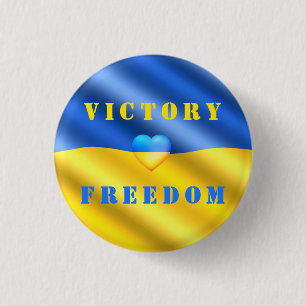 Macaron Rond 2,50 Cm Ukraine forte - Drapeau ukrainien - Victoire de la
