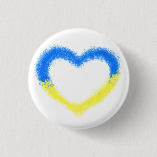 Macaron Rond 2,50 Cm Ukraine - Freedom - Peace - Ukrainian Flag Heart 