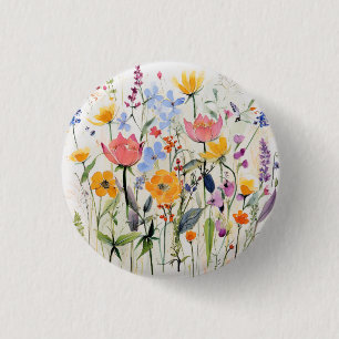 Macaron Rond 2,50 Cm Un design floral fantaisiste, fleurs sauvages