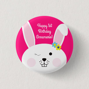 Macaron Rond 2,50 Cm Un lapin mignon, un lapin mignon, 1er anniversaire