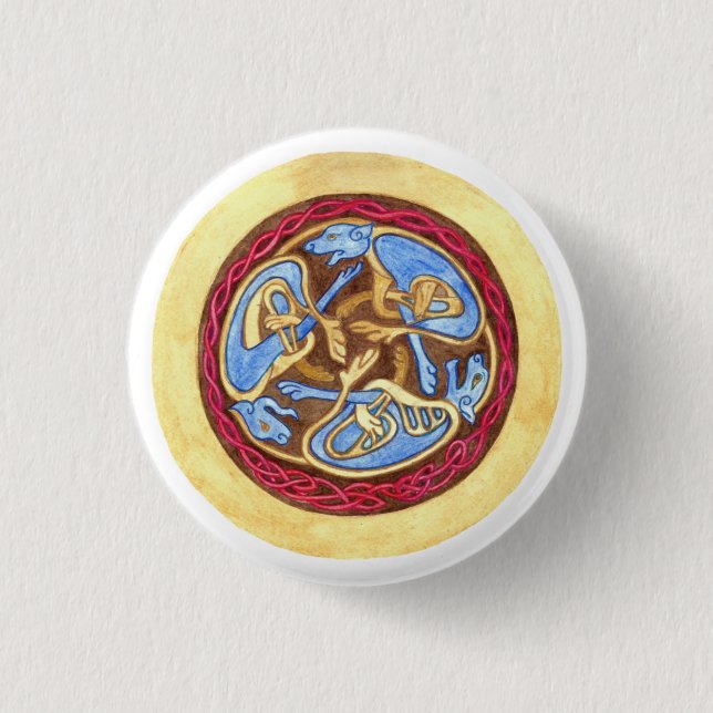 Macaron Rond 2,50 Cm Un noeud sans fin avec des animaux (Devant)