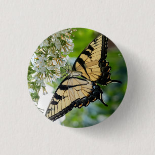 Macaron Rond 2,50 Cm Un papillon aux ailes jaunes et noires