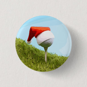 Macaron Rond 2,50 Cm Un terrain de golf sur le tee with Santa hat pour 