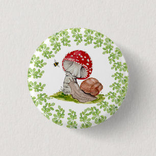 Macaron Rond 2,50 Cm Une mouche de forêt colorée et un escargot