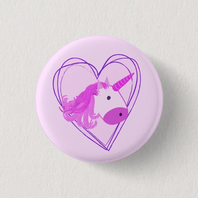 Macaron Rond 2,50 Cm Unicorn Scribble Heart Valentine (Devant)