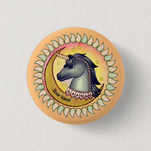Macaron Rond 2,50 Cm Unicorne Lune Noire