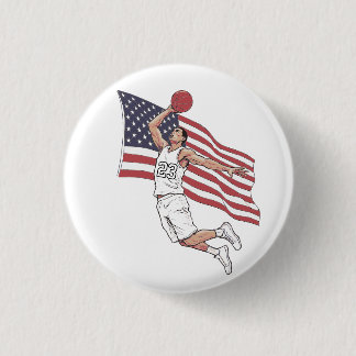 Macaron Rond 2,50 Cm USA Basketball Slam Dunk American Flag Color Art