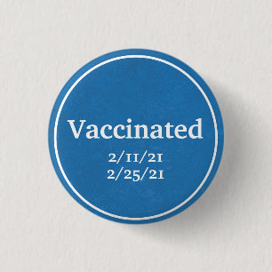 Macaron Rond 2,50 Cm Vacciné (bleu) avec dates personnalisées