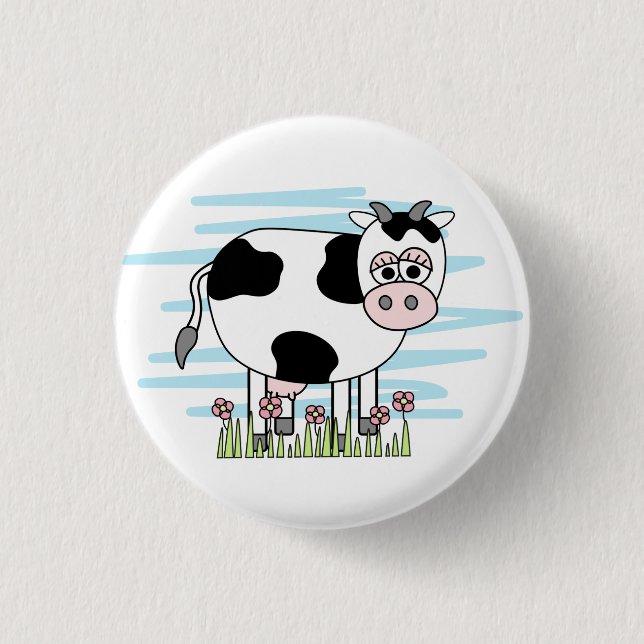 Macaron Rond 2,50 Cm Vache charmante au dessin  (Devant)