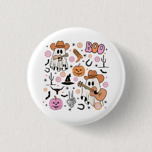 Macaron Rond 2,50 Cm Vachette fantôme effrayant cow-boy Halloween drôle