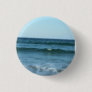 Macaron Rond 2,50 Cm Vagues bleues déferlant vers le rivage