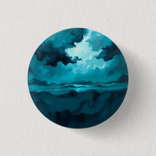 Macaron Rond 2,50 Cm Vagues Océaniques Maussades Sous un Ciel Orageux –