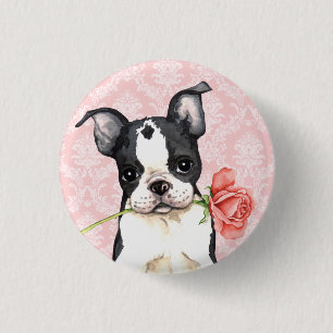 Macaron Rond 2,50 Cm Valentine Boston rose Terrier