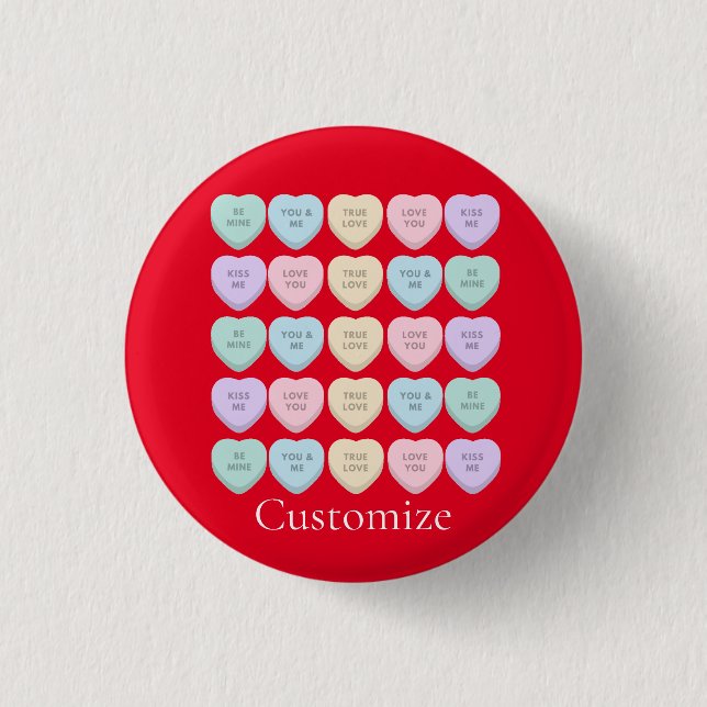 Macaron Rond 2,50 Cm Valentine Candy Hearts Thunder_Cove (Devant)
