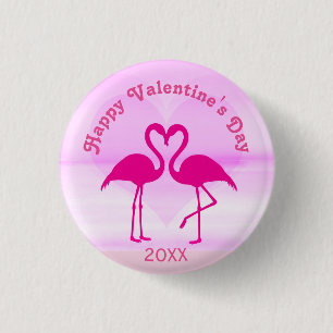Macaron Rond 2,50 Cm Valentines tropicales Flamant rose de jour rose an