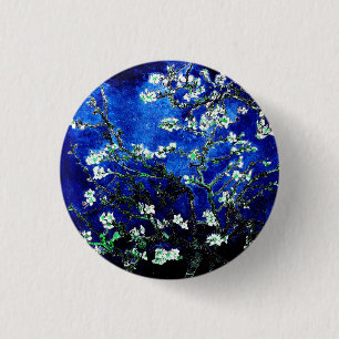 Macaron Rond 2,50 Cm Van Gogh Almond Blossoms bleu vert