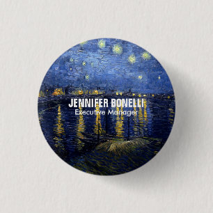 Macaron Rond 2,50 Cm Van Gogh Starry Night Painting Ajouter Votre Nom