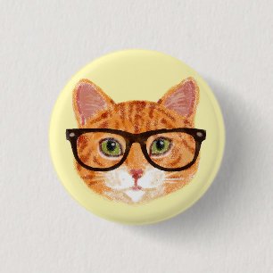 Macaron Rond 2,50 Cm Verres de port de chat orange rayé de hippie