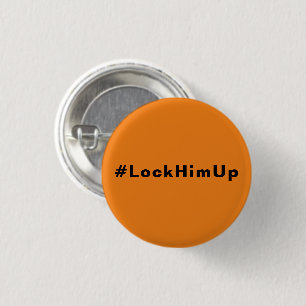Macaron Rond 2,50 Cm Verrouillez-le #LockHimUp orange noir minimaliste