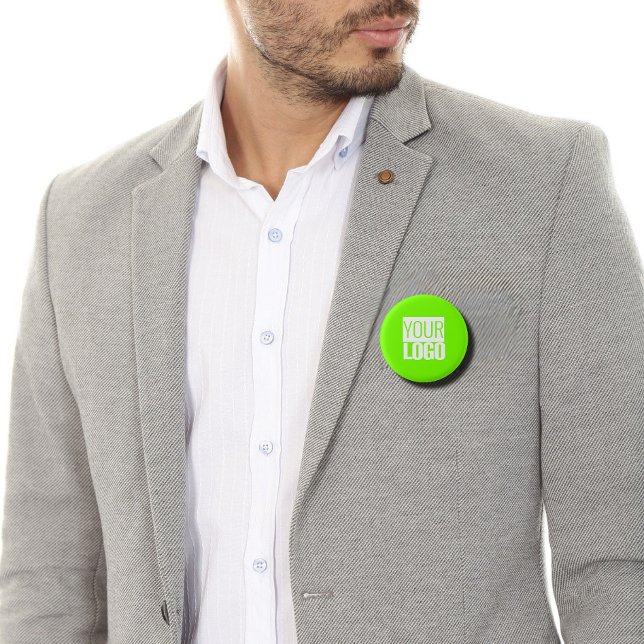 Macaron Rond 2,50 Cm vert fluorescent - ajoutez votre logo (Créateur téléchargé)